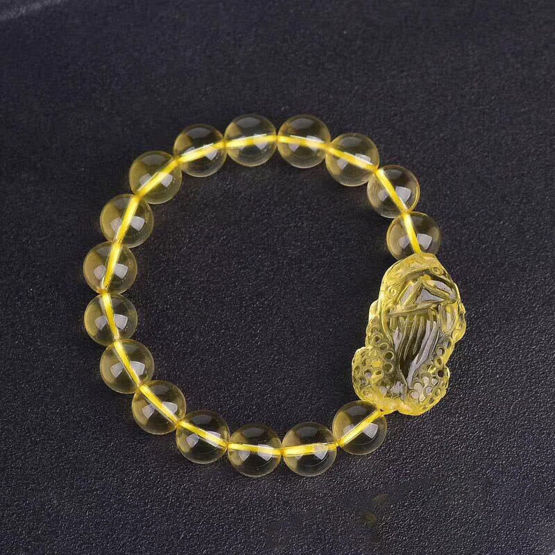 Bracelet Pi Xiu en citrine de 10 mm pour la prospérité et la protection