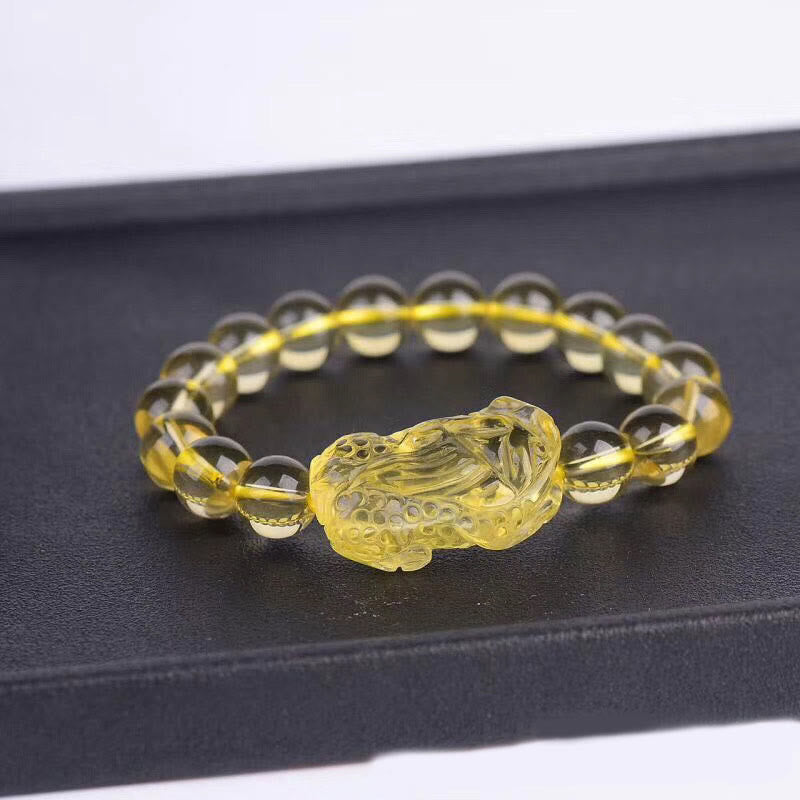 Bracelet Pi Xiu en citrine de 10 mm pour la prospérité et la protection