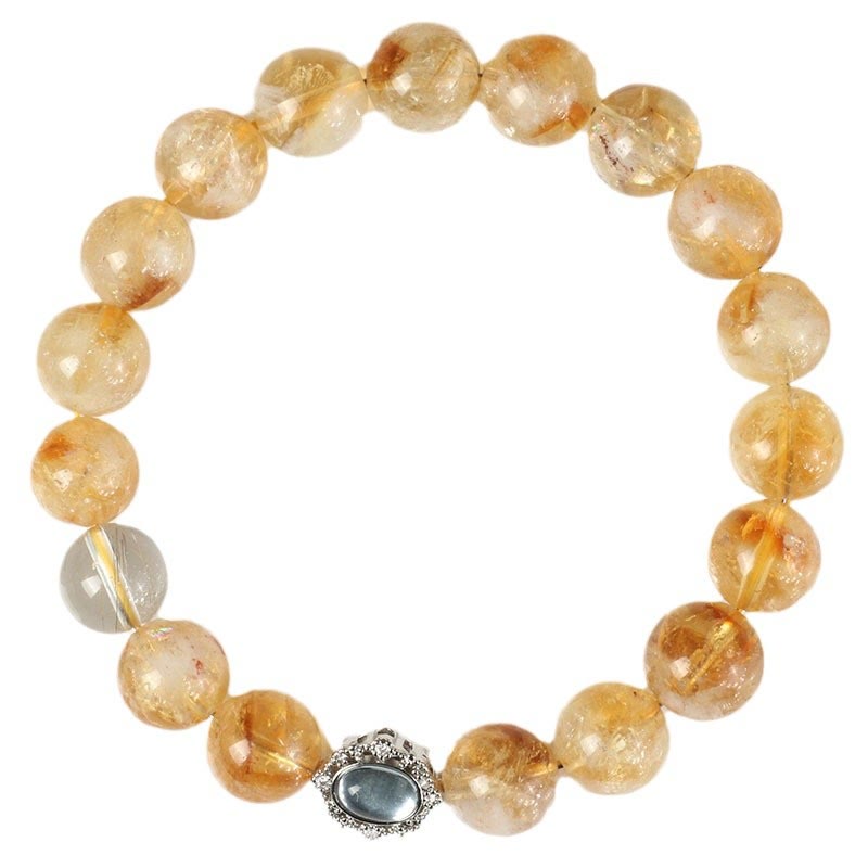 Bracelet de prospérité en quartz rutile citrine 10 mm