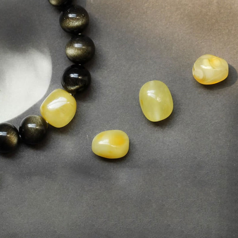 Bracelet de protection du zodiaque chinois en obsidienne dorée brillante de 10 mm