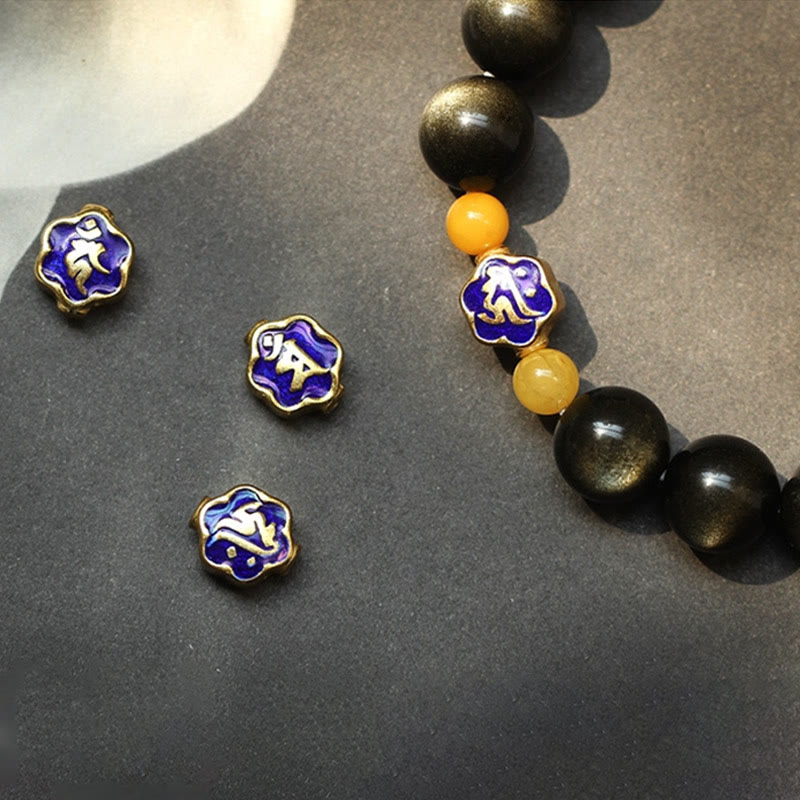 Bracelet de protection du zodiaque chinois en obsidienne dorée brillante de 10 mm