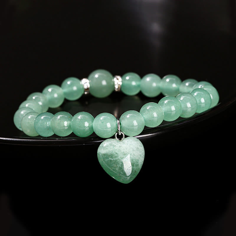 Bracelet d'équilibre en aventurine verte 10 mm avec cœur d'amour