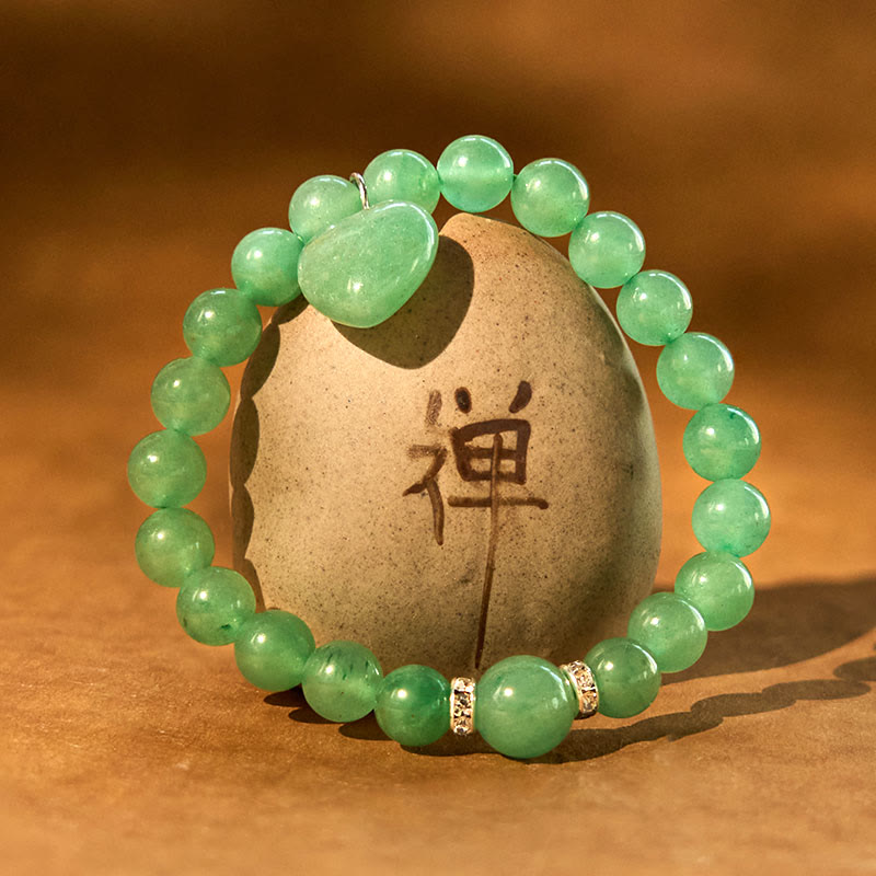 Bracelet d'équilibre en aventurine verte 10 mm avec cœur d'amour