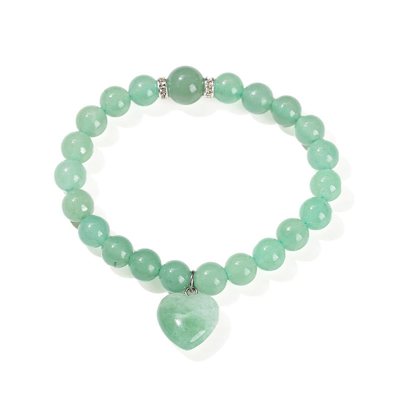 Bracelet d'équilibre en aventurine verte 10 mm avec cœur d'amour