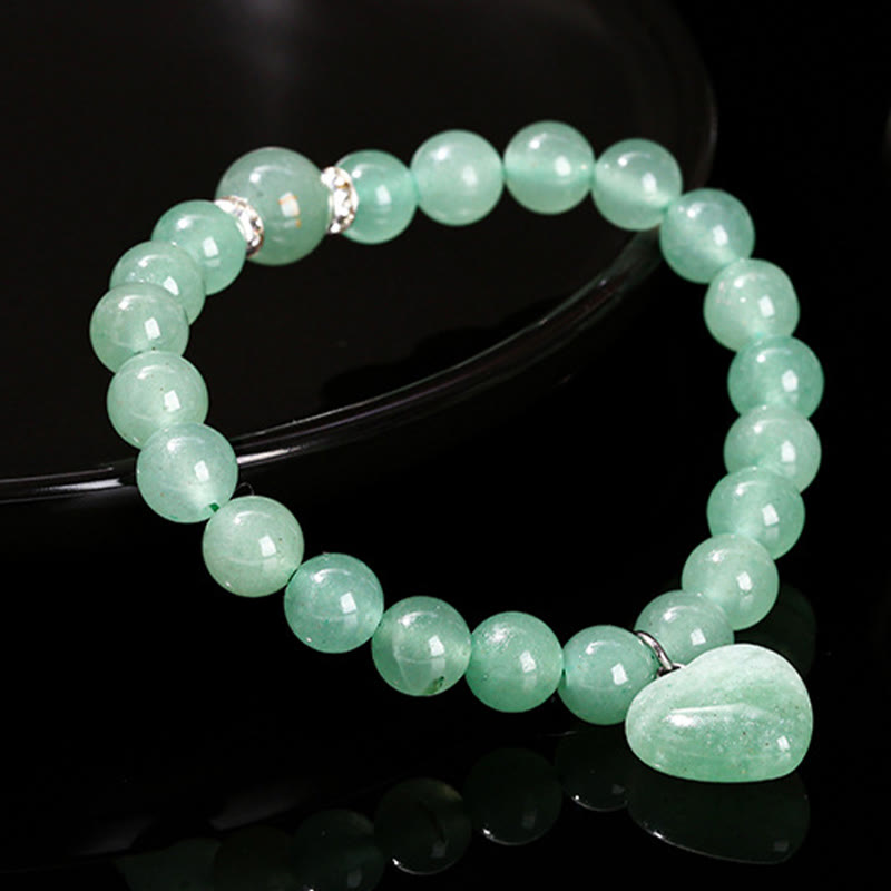 Bracelet d'équilibre en aventurine verte 10 mm avec cœur d'amour