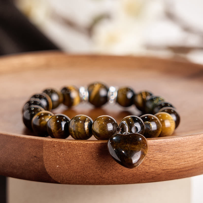 Bracelet d'équilibre en aventurine verte 10 mm avec cœur d'amour