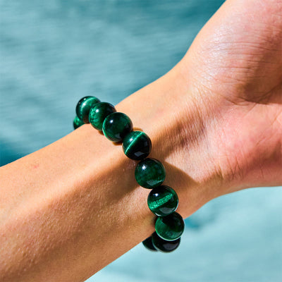 Bracelet d'énergie de croissance en œil de tigre vert 10 mm