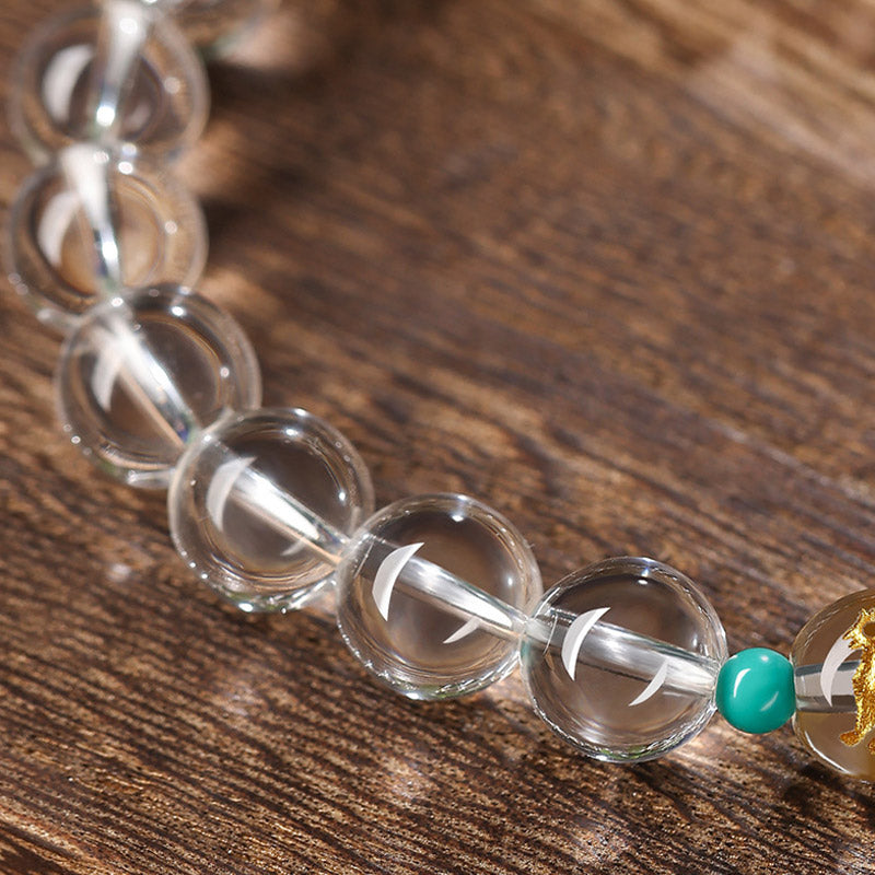 Bracelet de guérison du zodiaque chinois en jade Hetian de 10 mm