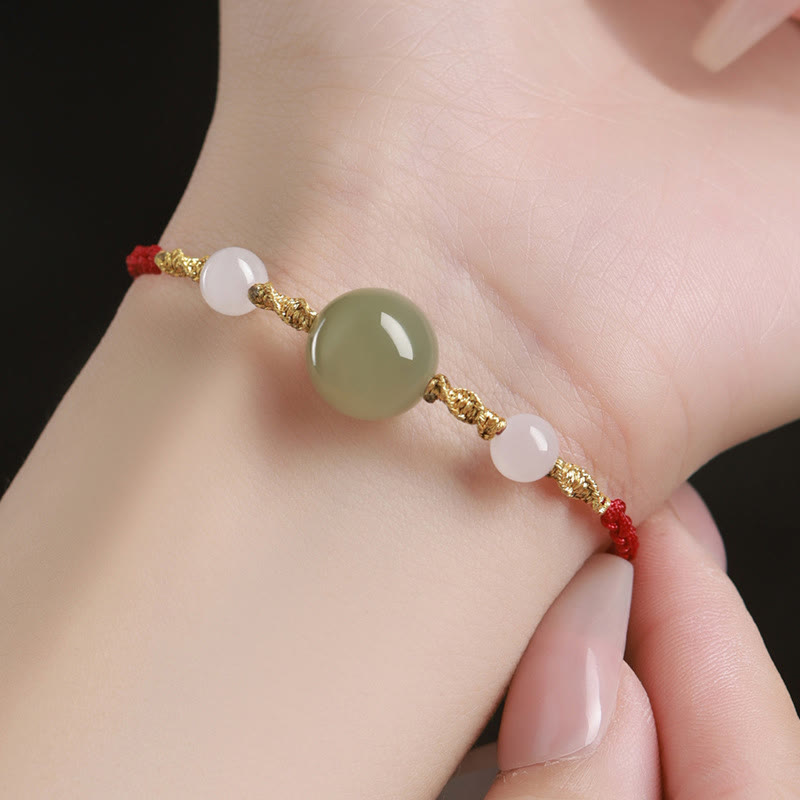 Bracelet tressé porte-bonheur en jade Hetian de 10 mm pour l'équilibre spirituel