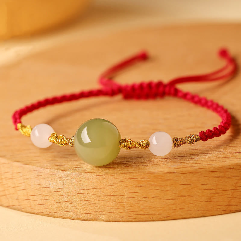 Bracelet tressé porte-bonheur en jade Hetian de 10 mm pour l'équilibre spirituel