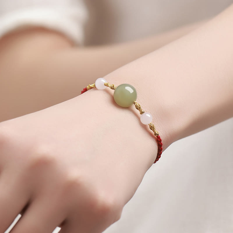 Bracelet tressé porte-bonheur en jade Hetian de 10 mm pour l'équilibre spirituel