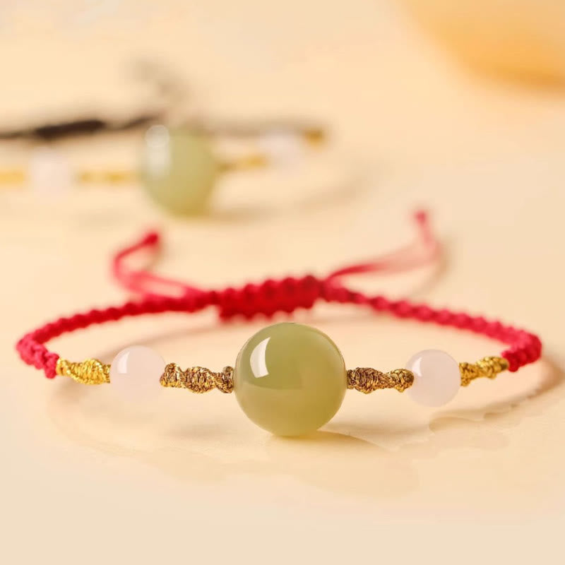 Bracelet tressé porte-bonheur en jade Hetian de 10 mm pour l'équilibre spirituel