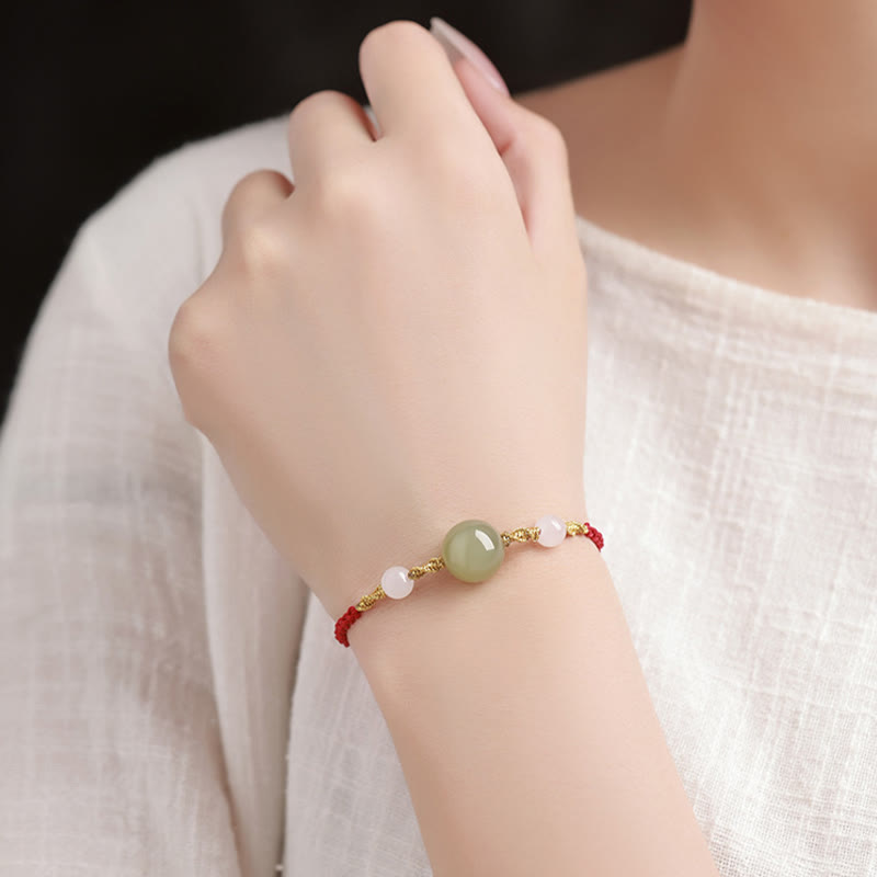 Bracelet tressé porte-bonheur en jade Hetian de 10 mm pour l'équilibre spirituel