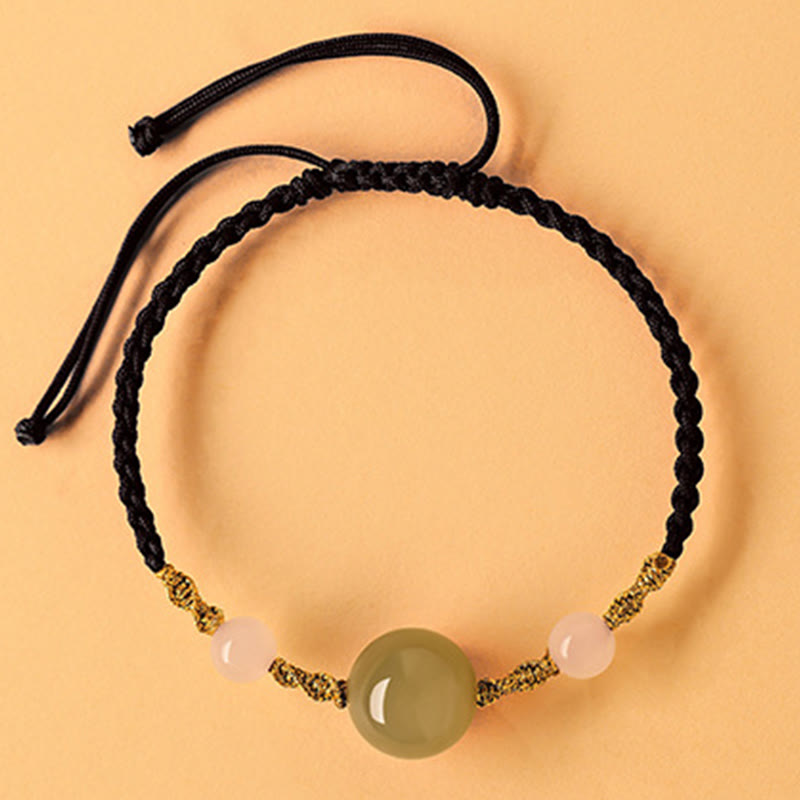 Bracelet tressé porte-bonheur en jade Hetian de 10 mm pour l'équilibre spirituel