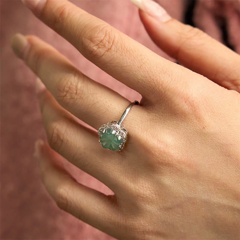 Bague en alliage de fleur de jade de 10 mm pour la prospérité et l'équilibre