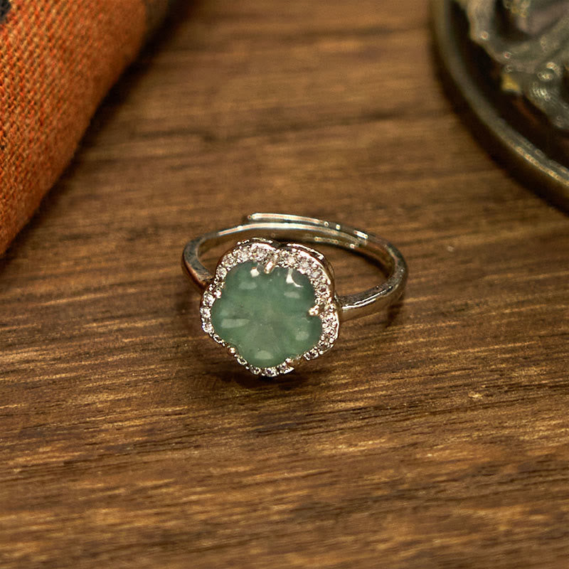 Bague en alliage de fleur de jade de 10 mm pour la prospérité et l'équilibre