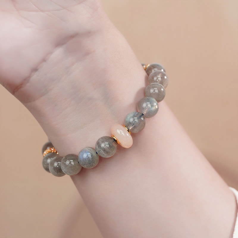 Bracelet de guérison en labradorite et pierre de lune de 10 mm pour le changement