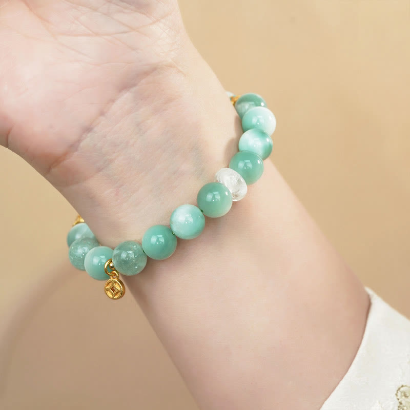 Bracelet de confiance spirituel en cuivre Larimar de 10 mm