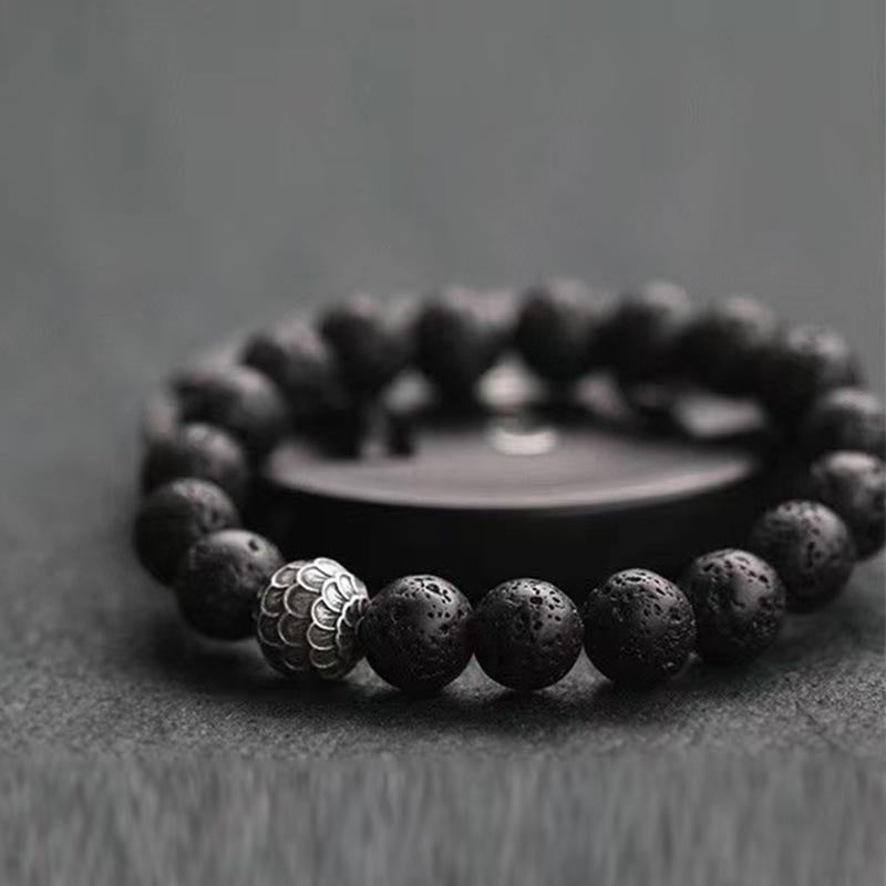 Bracelet de guérison spirituelle en pierre de lave de 10 mm pour l'ancrage