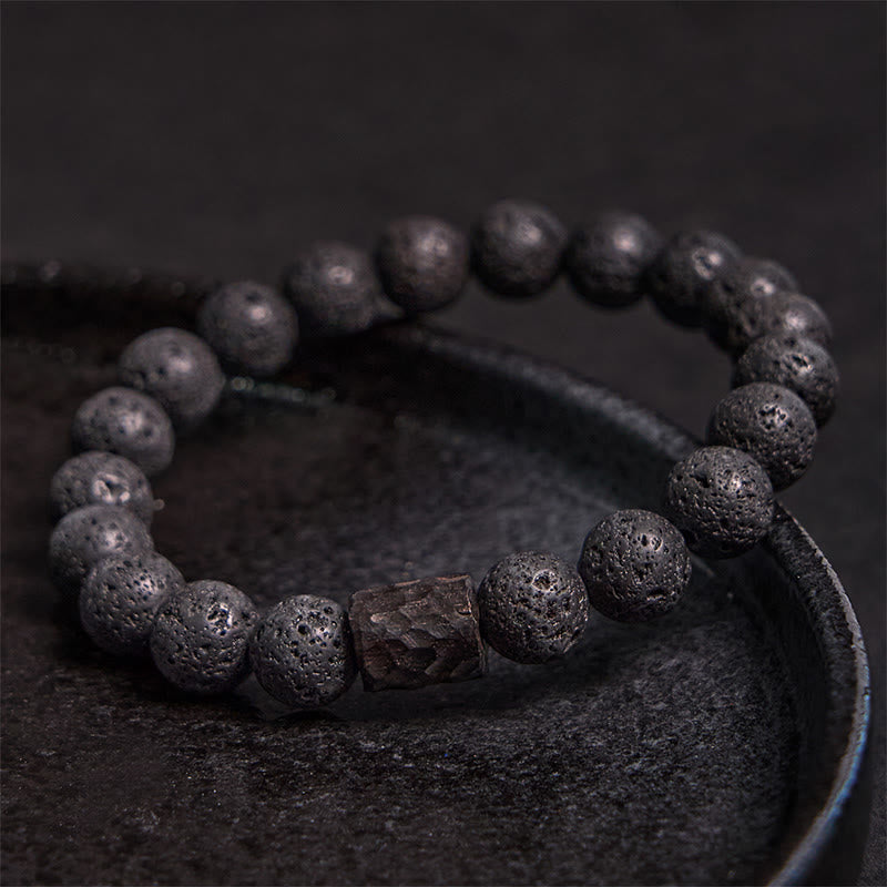 Bracelet de guérison en pierre de lave œil de tigre de 10 mm pour soulager le stress