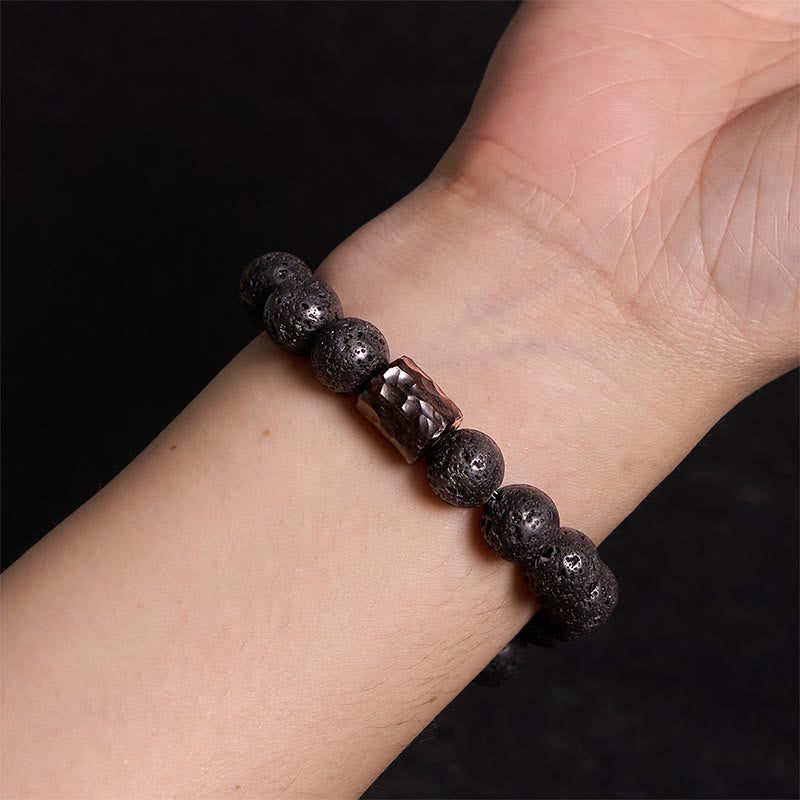 Bracelet de guérison en pierre de lave œil de tigre de 10 mm pour soulager le stress