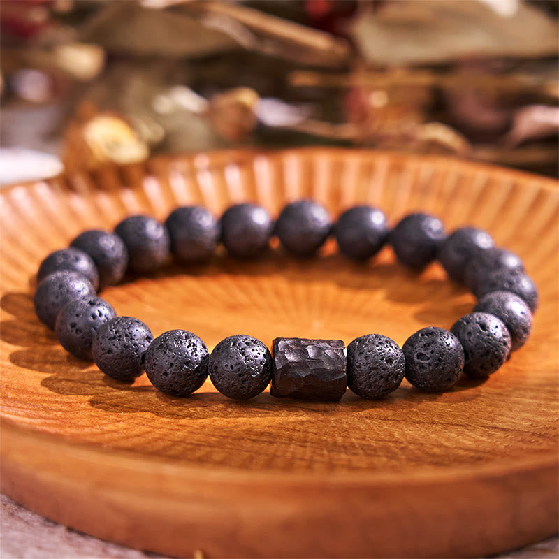 Bracelet de guérison en pierre de lave œil de tigre de 10 mm pour soulager le stress