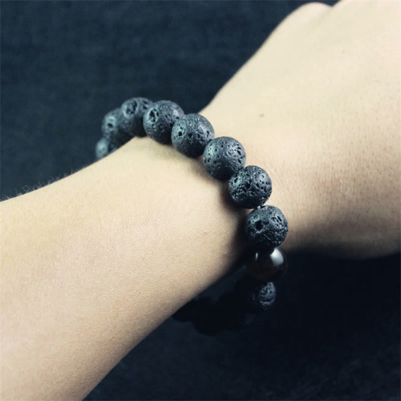Bracelet de guérison de la paix en pierre de lave œil de tigre de 10 mm