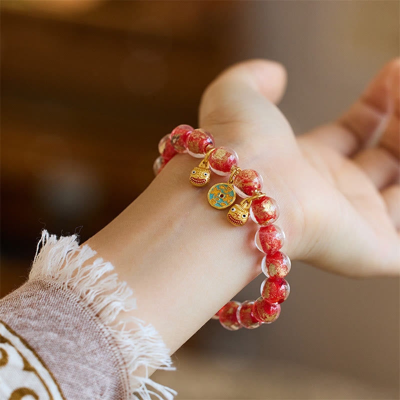 Bracelet porte-bonheur en verre Liuli de 10 mm