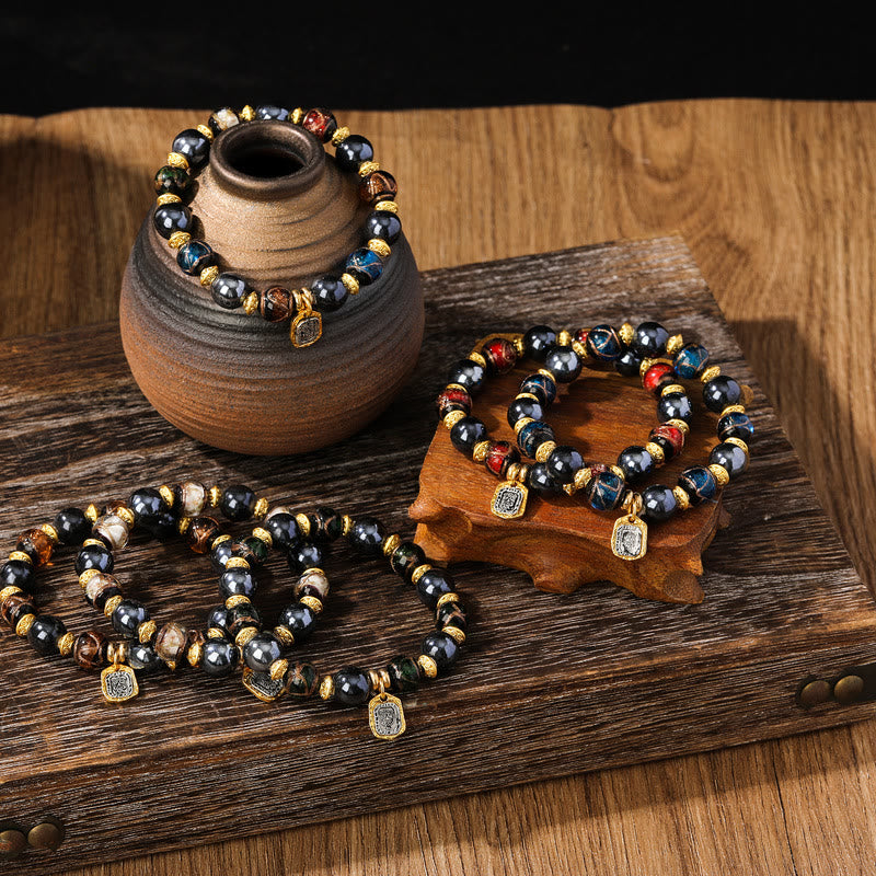 Bracelet porte-bonheur en verre Liuli de 10 mm, symbole de richesse et de Zakiram
