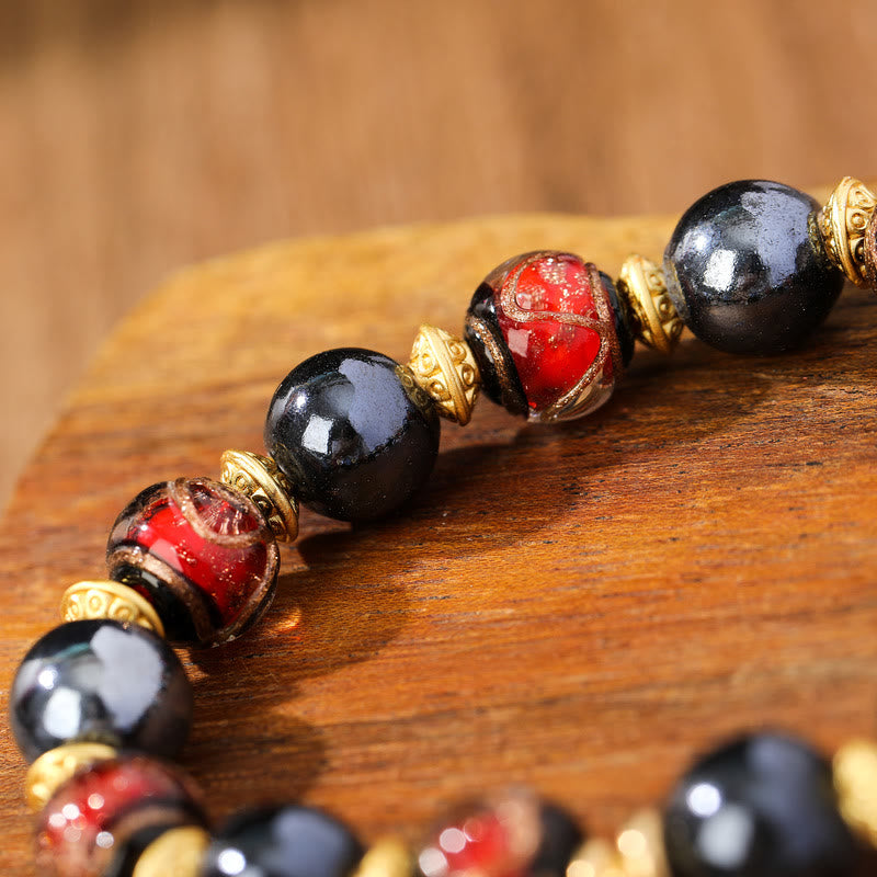 Bracelet porte-bonheur en verre Liuli de 10 mm, symbole de richesse et de Zakiram