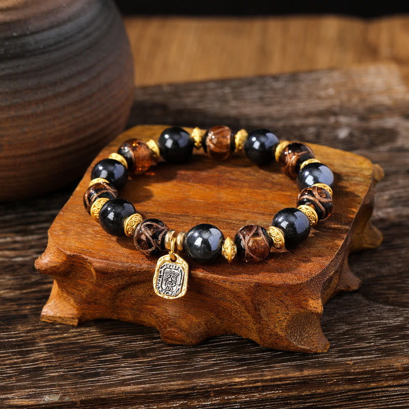 Bracelet porte-bonheur en verre Liuli de 10 mm, symbole de richesse et de Zakiram