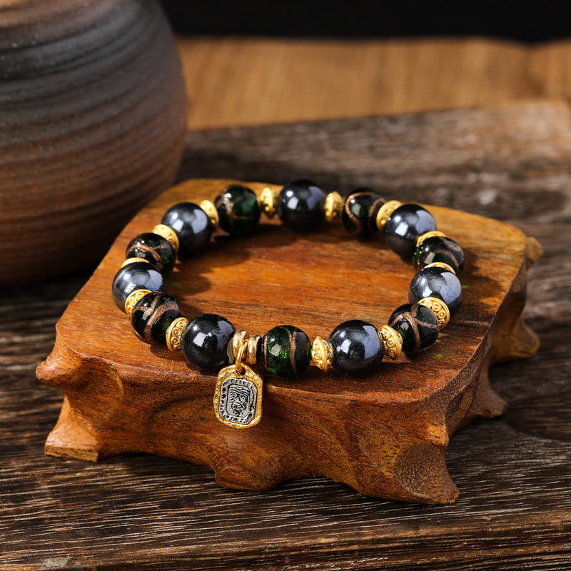 Bracelet porte-bonheur en verre Liuli de 10 mm, symbole de richesse et de Zakiram