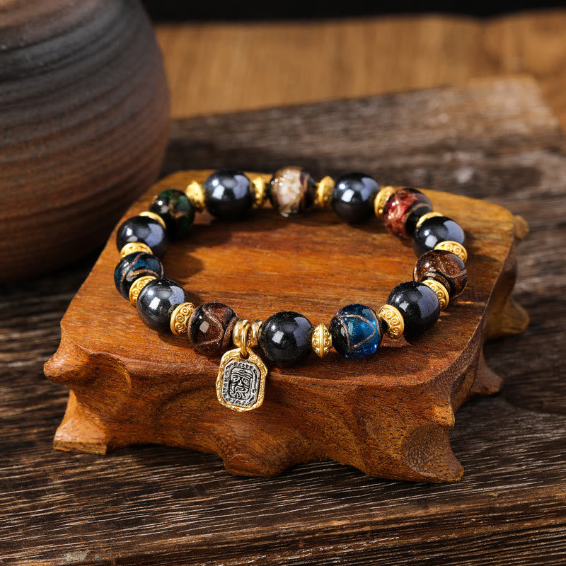 Bracelet porte-bonheur en verre Liuli de 10 mm, symbole de richesse et de Zakiram
