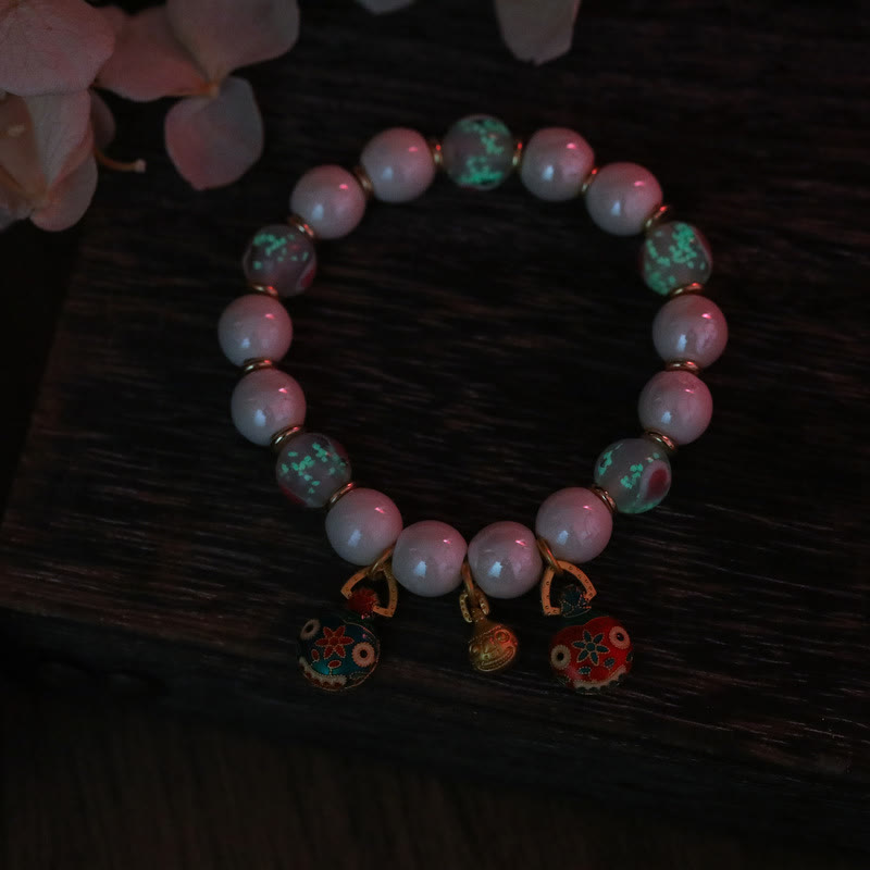 Bracelet à breloques spirituelles en verre Liuli de 10 mm pour la prospérité