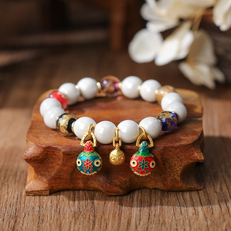 Bracelet à breloques spirituelles en verre Liuli de 10 mm pour la prospérité