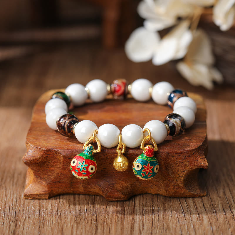 Bracelet à breloques spirituelles en verre Liuli de 10 mm pour la prospérité
