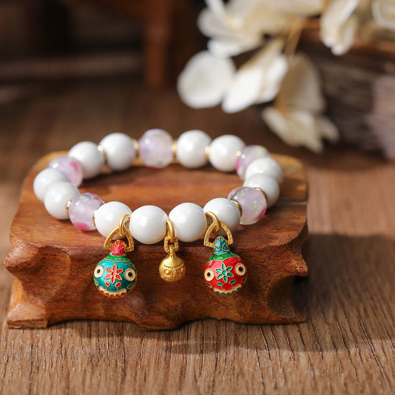 Bracelet à breloques spirituelles en verre Liuli de 10 mm pour la prospérité