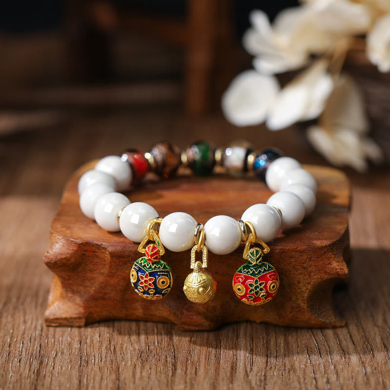 Bracelet à breloques spirituelles en verre Liuli de 10 mm pour la prospérité
