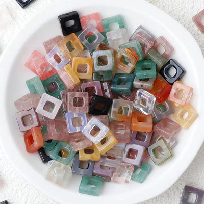 Perles en cristal mixtes de 10 mm, cœurs et carrés, pour bijoux spirituels