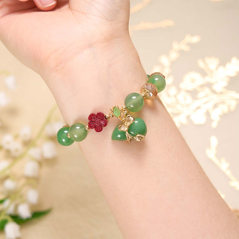 Bracelet de confiance en agate naturelle rouge et verte de 10 mm