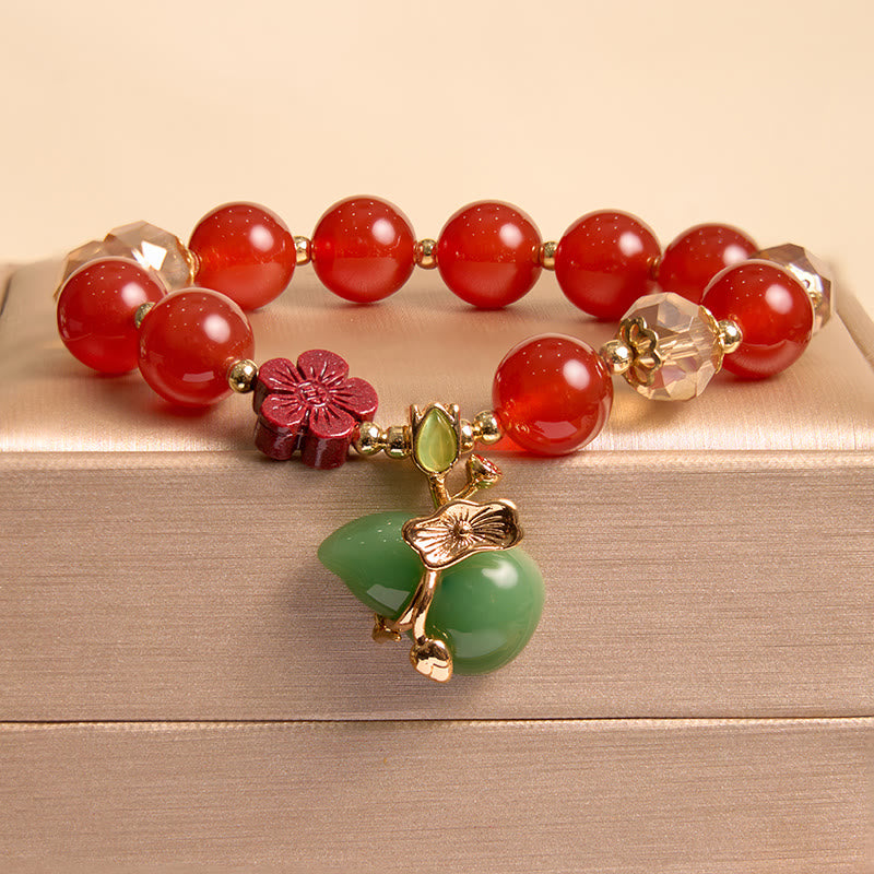 Bracelet de confiance en agate naturelle rouge et verte de 10 mm