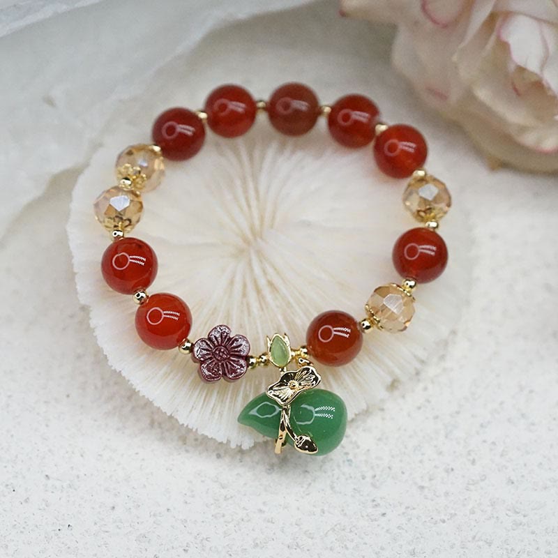 Bracelet de confiance en agate naturelle rouge et verte de 10 mm