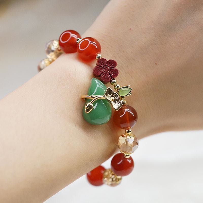 Bracelet de confiance en agate naturelle rouge et verte de 10 mm