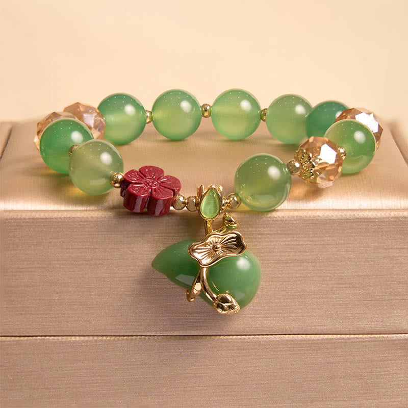 Bracelet de confiance en agate naturelle rouge et verte de 10 mm