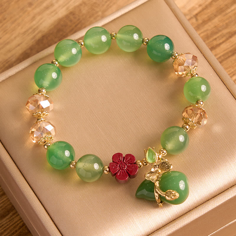 Bracelet de confiance en agate naturelle rouge et verte de 10 mm