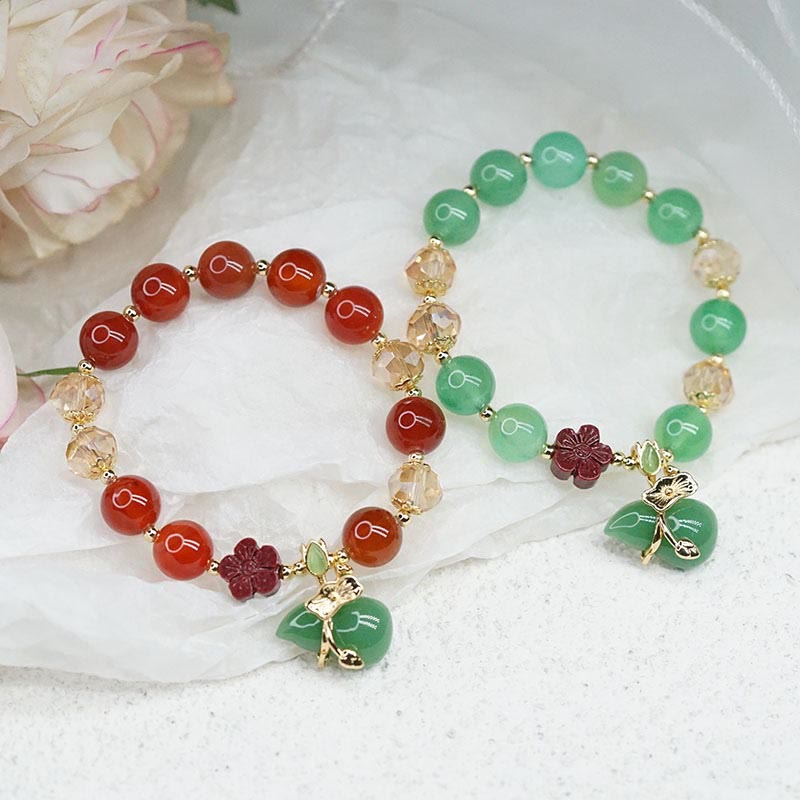 Bracelet de confiance en agate naturelle rouge et verte de 10 mm
