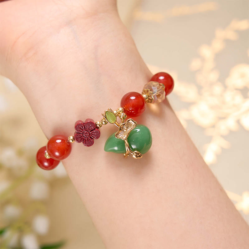 Bracelet de confiance en agate naturelle rouge et verte de 10 mm