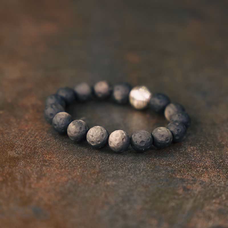 Bracelet de protection en obsidienne naturelle argentée de 10 mm