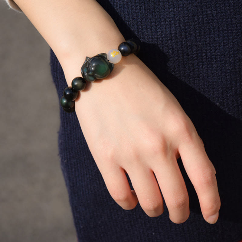 Bracelet de protection en obsidienne arc-en-ciel de 10 mm