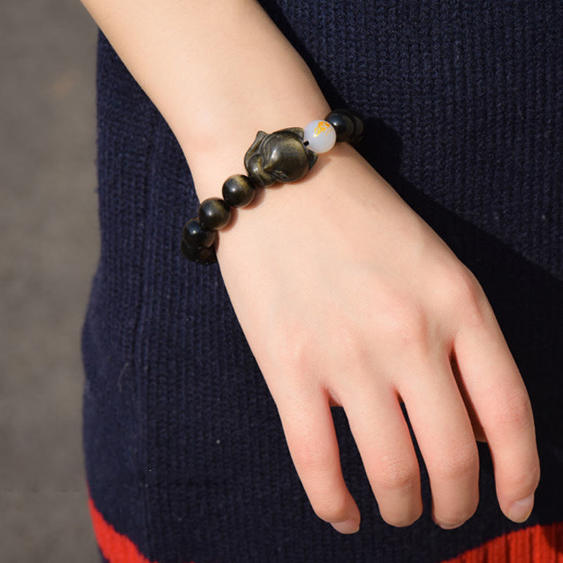 Bracelet de protection en obsidienne arc-en-ciel de 10 mm